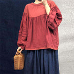 Cotton Linen Vintage  Tops And Blouses