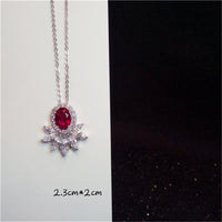 Necklace Pendants For Women Clavicle Chain Ruby S925 Sterling Silver Luxury Hyperbole Pendant Rose Red Fine Jewelry Accessories