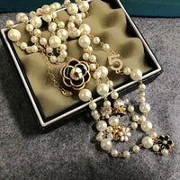 Long Simulated Pearl Necklace For Women No.5 Double Layer  pendant  long necklace Party  jewelry