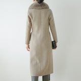 Autumn Winter Fashion  100% Real Wool Cloak Women with Real Fox Fur Collar Removable Woolen Coat