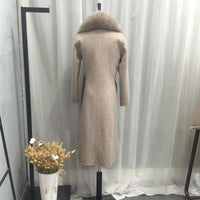 Autumn Winter Fashion  100% Real Wool Cloak Women with Real Fox Fur Collar Removable Woolen Coat