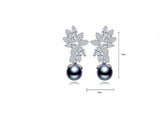 New Hot Selling Statement Brincos Micro Paved Tiny CZ Gray Simulated Pearl Drop Earrings for Women Dangle Jewelry Gift