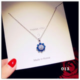 Necklace Pendants For Women S925 Clavicle Chain Sapphire Gemstone Sterling Silver Fine Jewelry Simple Pendant Blue Colar