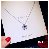 Necklace Pendants For Women S925 Clavicle Chain Sapphire Gemstone Sterling Silver Fine Jewelry Simple Pendant Blue Colar