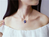Necklace Pendants For Women S925 Clavicle Chain Sapphire Gemstone Sterling Silver Fine Jewelry Simple Pendant Blue Colar