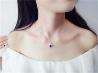 Necklace Pendants For Women S925 Clavicle Chain Sapphire Gemstone Sterling Silver Fine Jewelry Simple Pendant Blue Colar