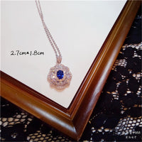 Necklace Pendants For Women S925 Clavicle Chain Sapphire Gemstone Sterling Silver Fine Jewelry Simple Pendant Blue Colar