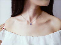 Necklace Pendants For Women S925 Clavicle Chain Sapphire Gemstone Sterling Silver Fine Jewelry Simple Pendant Blue Colar