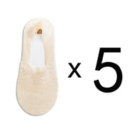 5 Pairs Fashion Women Girls Summer Socks Style Lace Flower Short Sock Antiskid Invisible Ankle Socks  7 colors