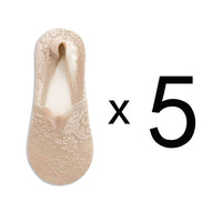 5 Pairs Fashion Women Girls Summer Socks Style Lace Flower Short Sock Antiskid Invisible Ankle Socks  7 colors