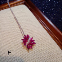 Necklace Pendants For Women Clavicle Chain Ruby S925 Sterling Silver Luxury Hyperbole Pendant Rose Red Fine Jewelry Accessories