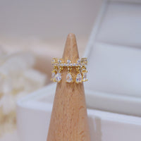 Gold Delicate Drop Crown Earrings for Women Transparent Zirconia Tiny Charm Clip Earring Wedding Engagemet Jewelry