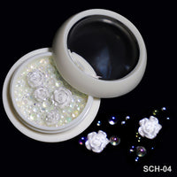 White Acrylic Flower Nail Art Decoration