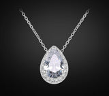 Water Drop CZ Zircon Pendant Chain Necklaces Sparkling Tear Drop Zirconia Crystal Wedding Jewelry For Women