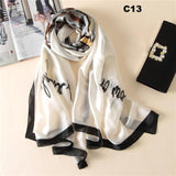 Women Silk Scarf Designer Plaid Summer Beach Shawls and Foulard Wrap Scarves Female Pure Silk Beach Stole