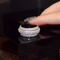 Wieck Full Pave AAA Cubic Zirconia 925 Sterling Silver Simulated stones Women Wedding Engagement Band Ring Size5-11
