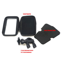 Motorcycle Handlebar Phone Holder Zipper Pocket Waterproof PU Leather Accessories Dual Screw for Harley Kawasaki Touring Cruiser