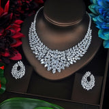 Sparkling Marquise Cut Cubic Zirconia Big Full Jewelry Sets Women Bride Necklace Set Dress Accessories Party Show