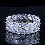 Brilliant White Gold Color Marquise Cut Olive Branch Big Cubic Zirconia Wedding Bands Ring For Women Jewelry