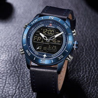 Fashion Gold Men Sport Watches Mens LED Analog Digital Watch Army Military Leather Quartz Watch Relogio Masculino