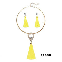 Nigerian Wedding Bridal Jewelry Sets Crystal Tassel Necklace & Pendant Women Statement Collar Water Drop Jewelry Sets